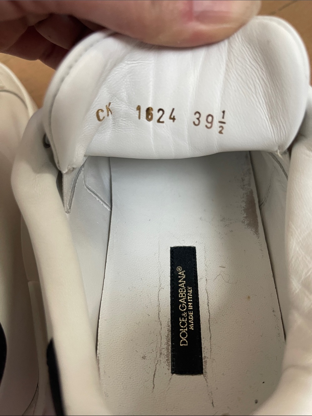 Dolce & Gabbana White Leather Low-Top Sneakers with Black Heel Tab - Picture 8 of 13
